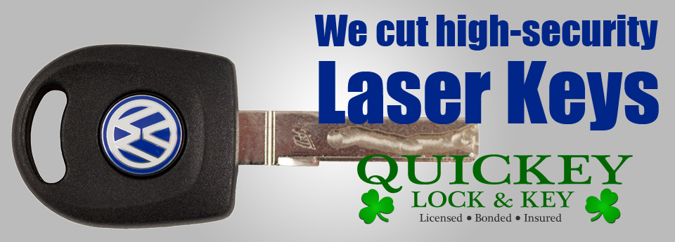 High-Security Laser Keys Cut at Quickey Lock & Key, Mobile Myrtle Beach Locksmith